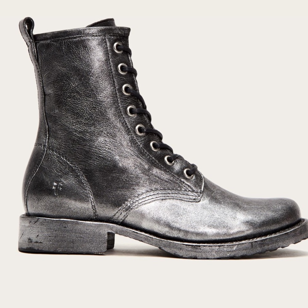 Frye Metallic Combat boots